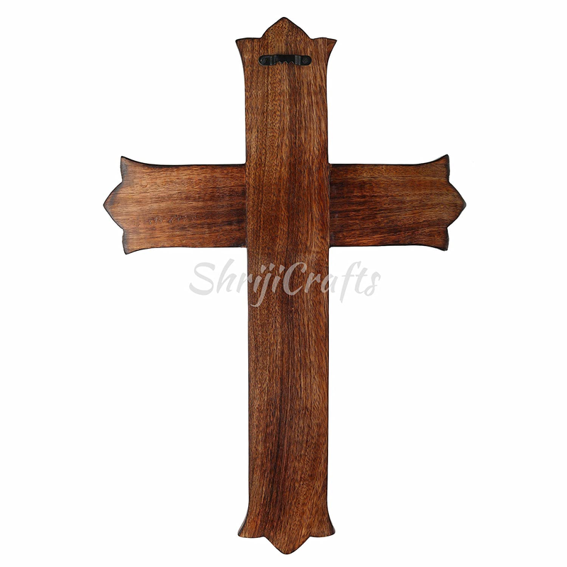 Ortus Wooden Wall Hanging French Cross Plaque with Antique Design for Home Décor, Size - 18" x 12"